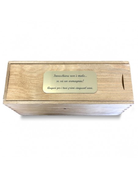 Custom Engraved Wood Wine Box with Metal Foil - Single Bottle