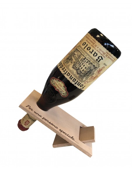 Espositore per bottiglia vino pregiato personalizzato in legno
