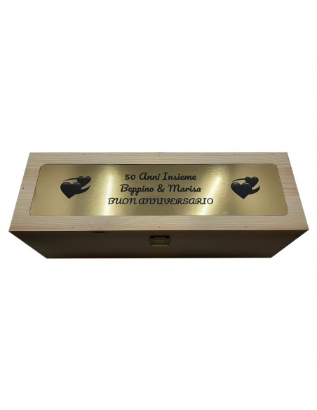 Custom Engraved Wood Wine Box with Metal Foil - Single Bottle