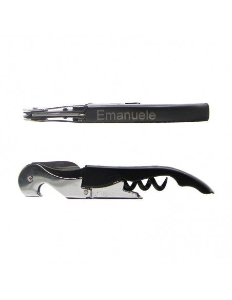 Personalised corkscrew - Black | oohwine.com