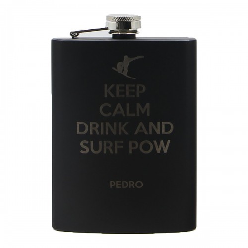 Custom Engraved Liquor Black Flask | oohwine.com