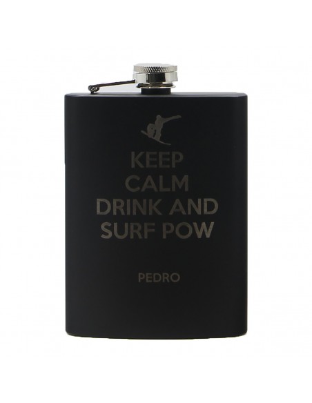 Custom Engraved Liquor Black Flask | oohwine.com