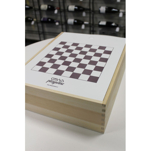 WOODEN WINE BOX - GAME OF CHECKERS