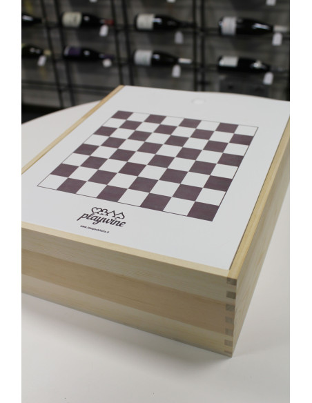 WOODEN WINE BOX - GAME OF CHECKERS