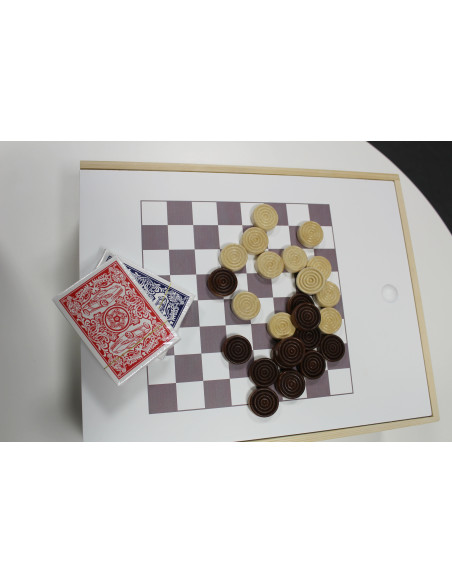 WOODEN WINE BOX - GAME OF CHECKERS