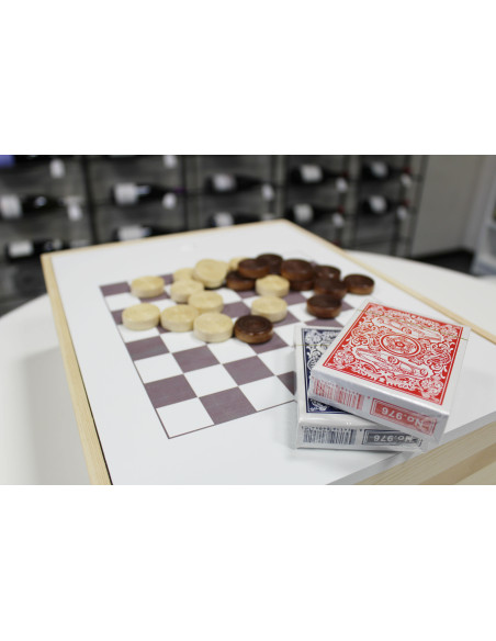 WOODEN WINE BOX - GAME OF CHECKERS
