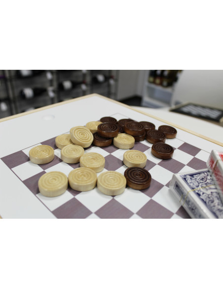 WOODEN WINE BOX - GAME OF CHECKERS