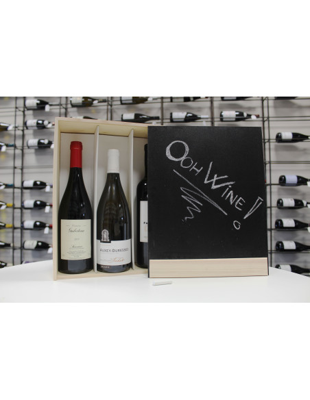 WOODEN WINE BOX FOR 3 BOTTLES WITH WHITEBOARD COVER