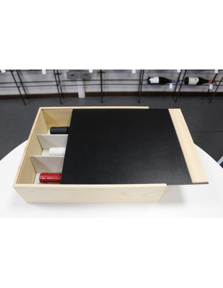 WOODEN WINE BOX FOR 3 BOTTLES WITH WHITEBOARD COVER