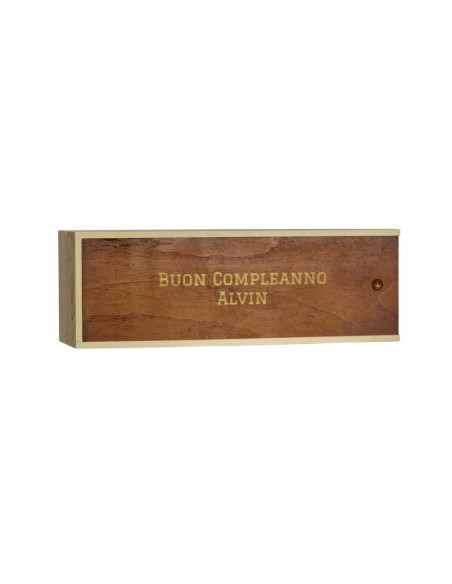 PERSONALIZED WOODEN WINE BOX SLIDING LID - 1 MAGNUM CHAMPAGNE BOTTLE