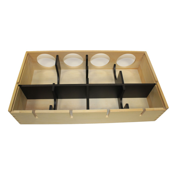 WOODEN WINE BOX FOR BOTTLES AND GOBLETS