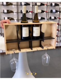 WOODEN WINE BOX FOR BOTTLES AND GOBLETS