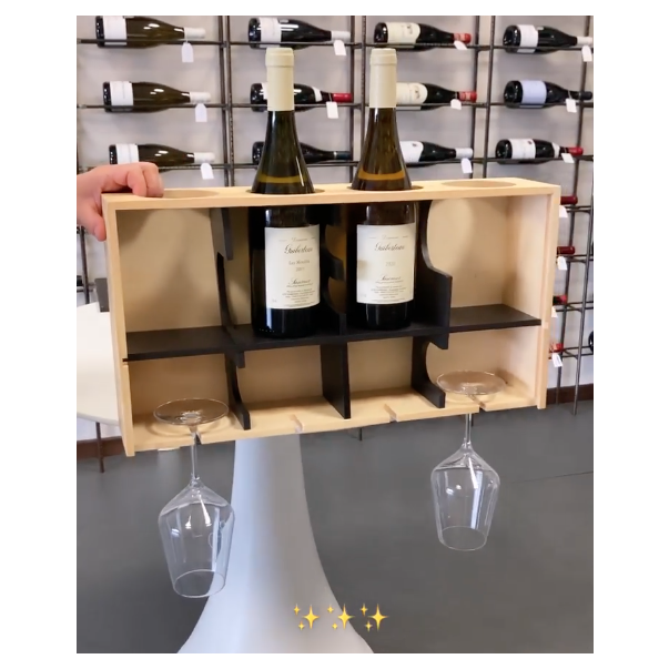 WOODEN WINE BOX FOR BOTTLES AND GOBLETS