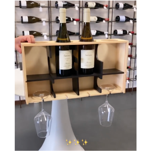 WOODEN WINE BOX FOR BOTTLES AND GOBLETS