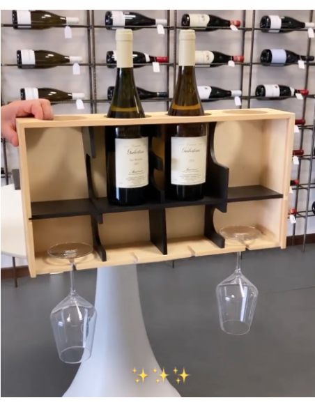 WOODEN WINE BOX FOR BOTTLES AND GOBLETS