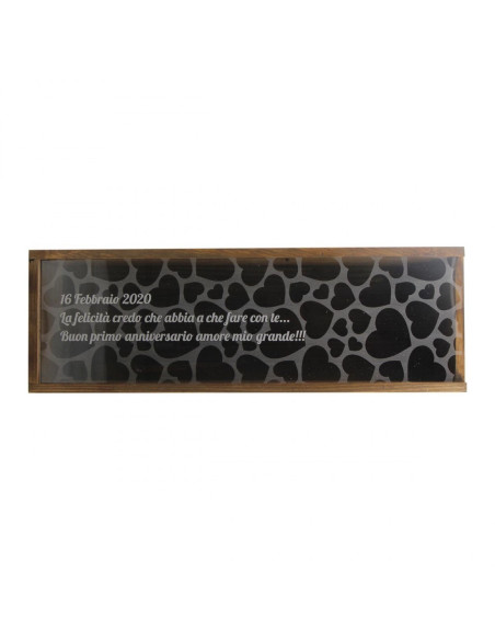 RENOIR HEART - PERSONALIZED WOODEN BOX WITH PLEXIGLASS LID - 1 bottle