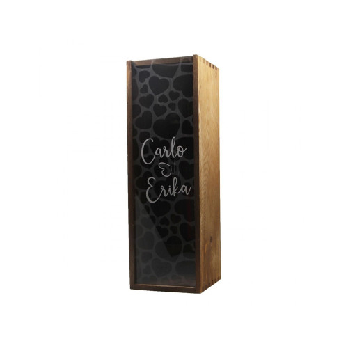 RENOIR HEART - PERSONALIZED WOODEN BOX WITH PLEXIGLASS LID - 1 bottle
