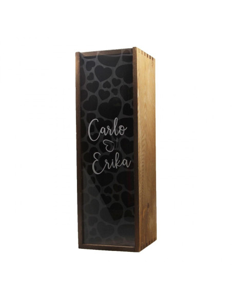 RENOIR HEART - PERSONALIZED WOODEN BOX WITH PLEXIGLASS LID - 1 bottle