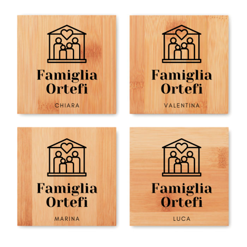 4 CUSTOM BAMBOO COASTERS