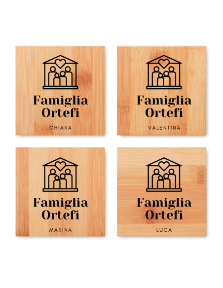 4 CUSTOM BAMBOO COASTERS