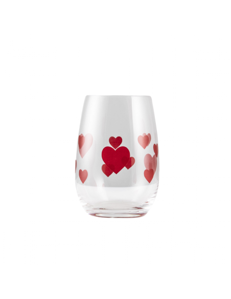 CUSTOM GLASS WITH RED HEARS