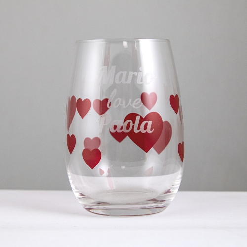 CUSTOM GLASS WITH RED HEARS
