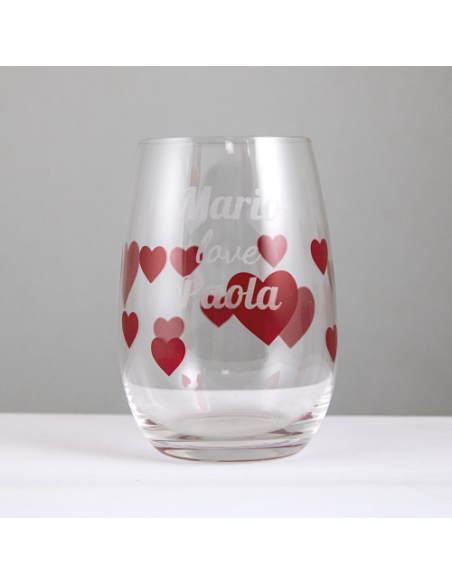 CUSTOM GLASS WITH RED HEARS