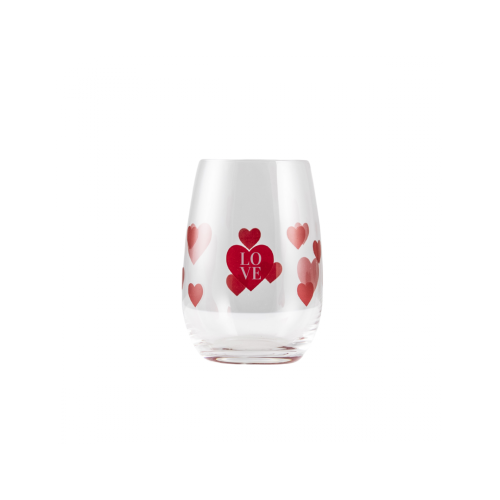 CUSTOM GLASS WITH RED HEARS