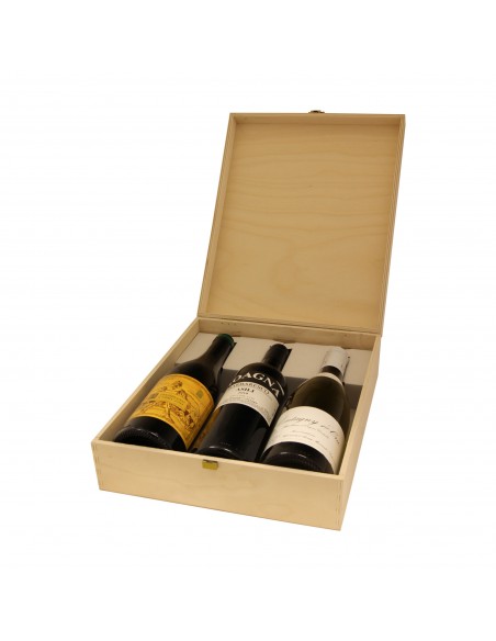 Custom Engraved Wood Wine Box - three bottles | oohwine.com