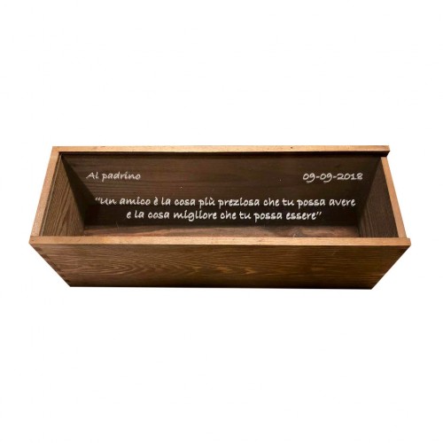 Custom Engraved Wood Wine Box  - Plexiglass Cover 1 or 2 Bottles
