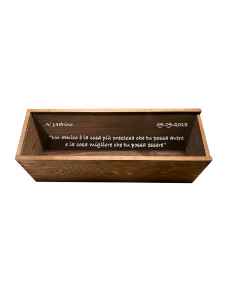 Custom Engraved Wood Wine Box  - Plexiglass Cover 1 or 2 Bottles