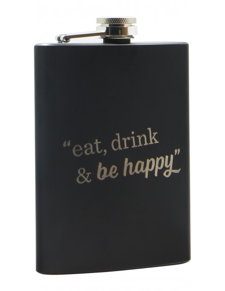 Custom Engraved Liquor Black Flask | oohwine.com