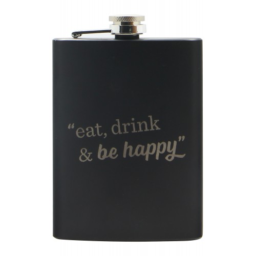 Custom Engraved Liquor Black Flask | oohwine.com