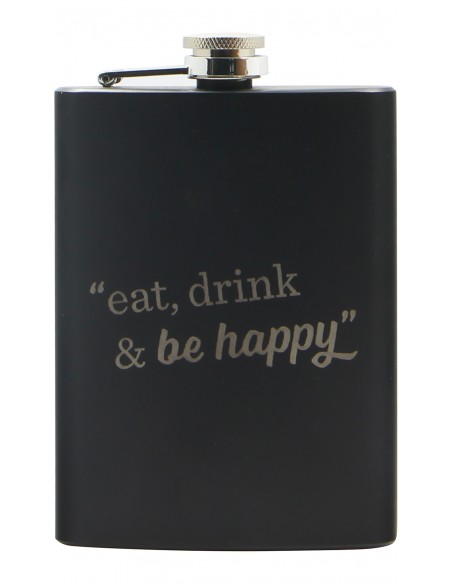 Custom Engraved Liquor Black Flask | oohwine.com