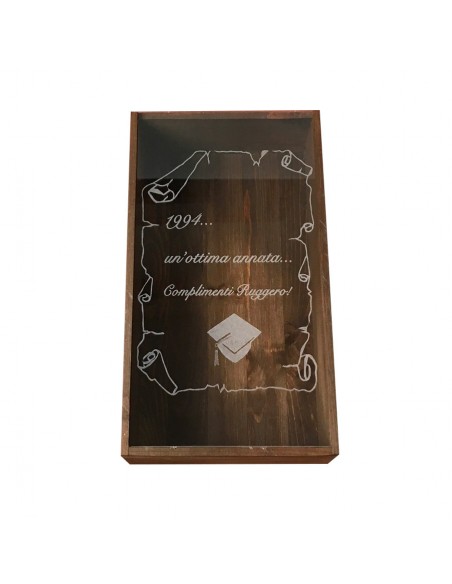 Custom Engraved Wood Wine Box  - Plexiglass Cover 1 or 2 Bottles
