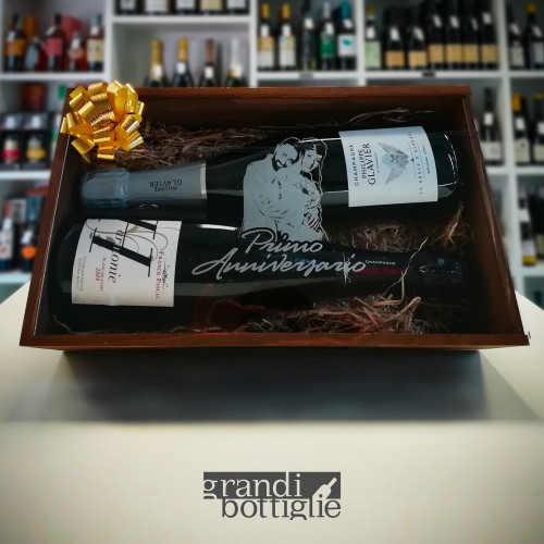 Custom Engraved Wood Wine Box  - Plexiglass Cover 1 or 2 Bottles